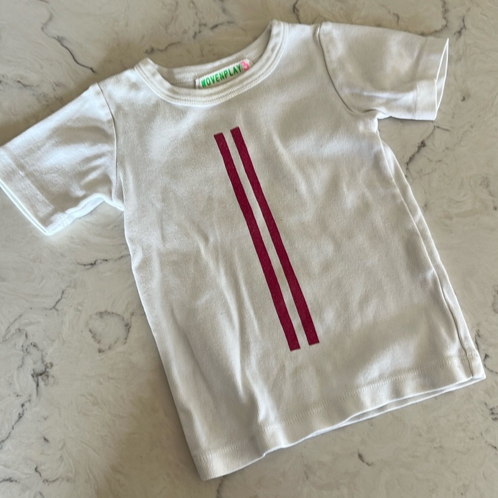 Wovenplay Short Sleeve Tshirt - Red Stripes - 3T